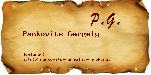 Pankovits Gergely névjegykártya